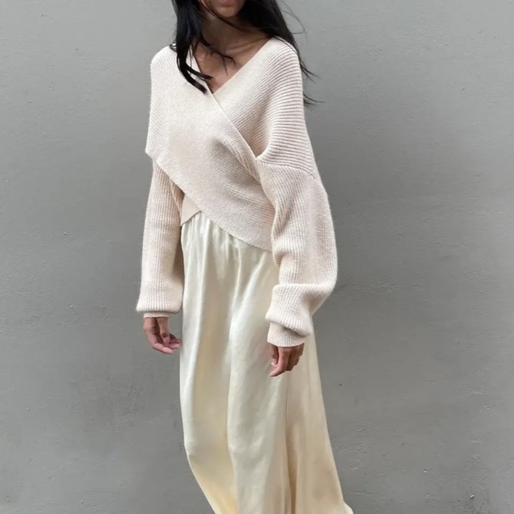 Oak+Fort beige wrap sweater in great condition. Made in Korea.